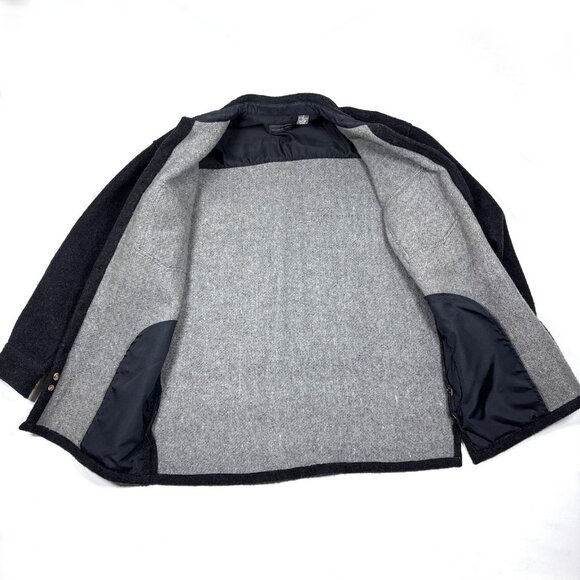 VTG 90s Outdoor Exchange Black Wool Flannel Heavy Shirt Jacket Shacket Mens M/L* - Picture 5 of 9